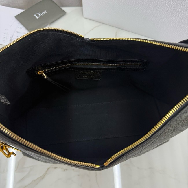 Medium Dior Voyage Bag Black Flat Macrocannage Grained Calfskin M2846UJ
