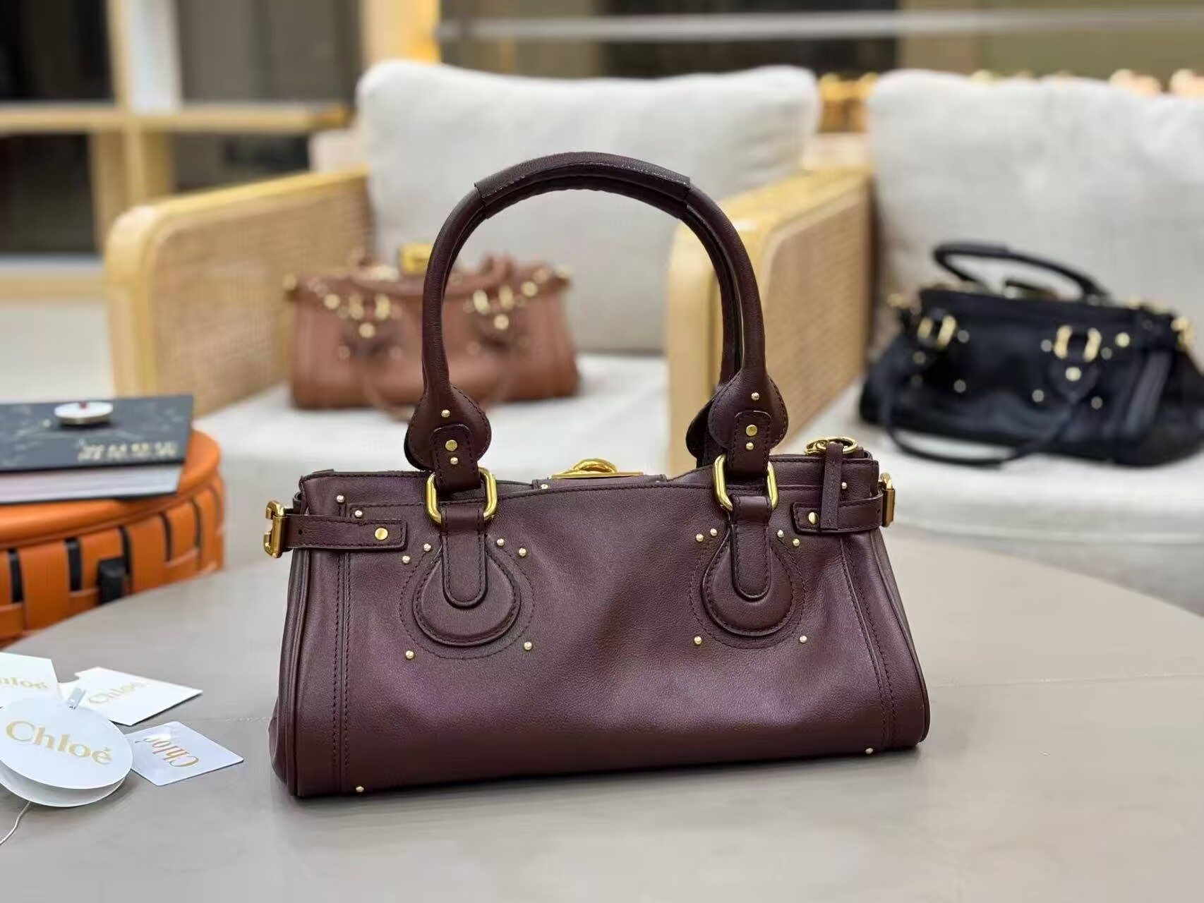 Chloe Original Leather Handle Bag C63202 Coffee Brown