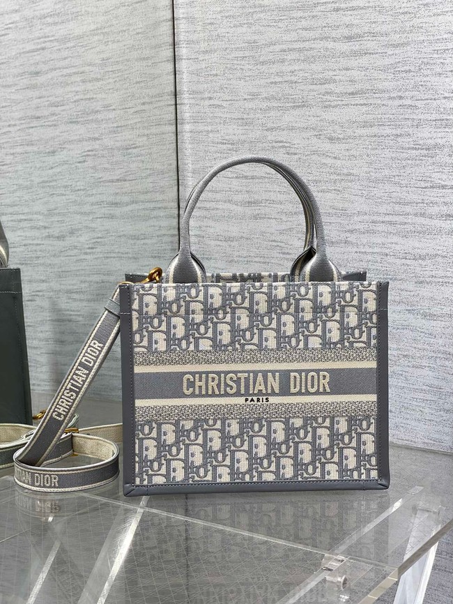 Small Dior Book Tote Dior Oblique Embroidery and Calfskin M1325CZ-3