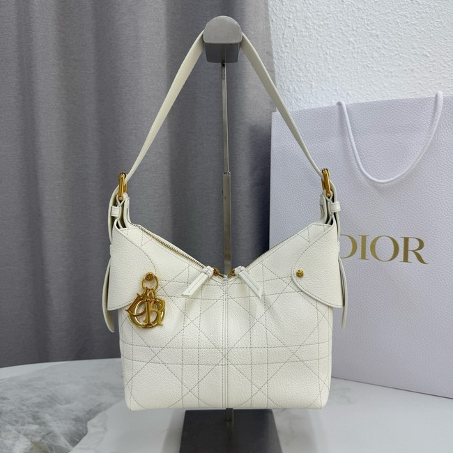 Small Dior Voyage Bag Flat Macrocannage Grained Calfskin M2845UJ Latte
