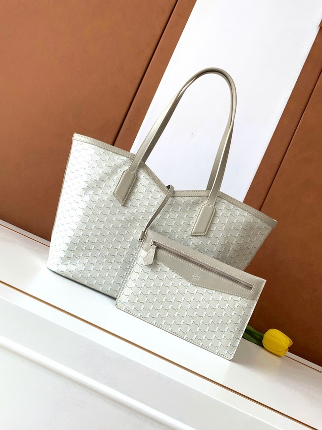 Goyard Calfskin Leather Tote Bag MM M8002 gray
