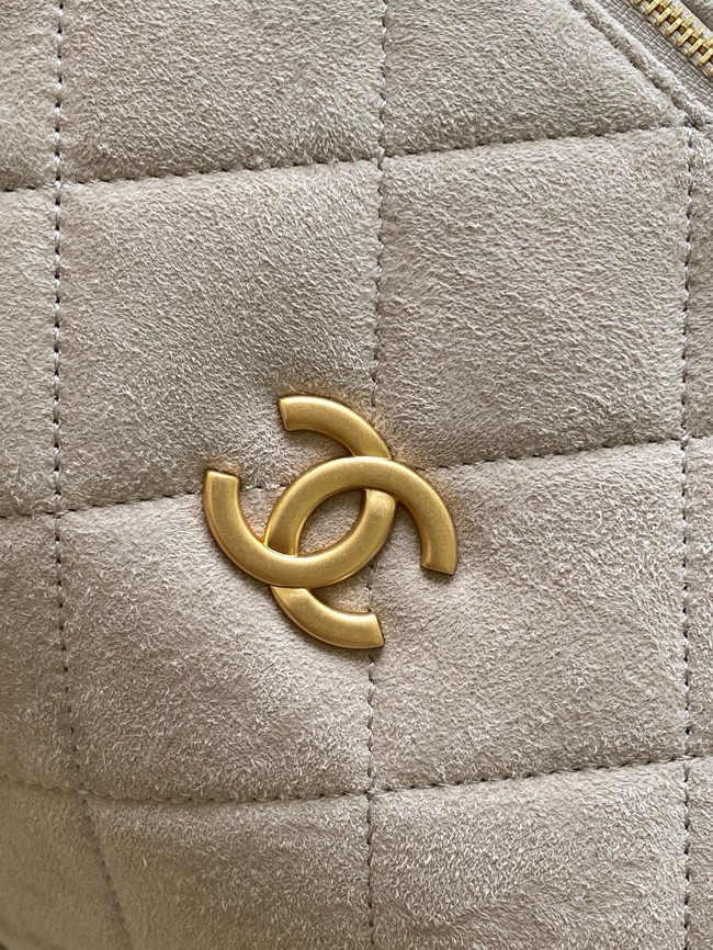 CHANEL Small Bowling Bag Suede AS5791 Beige