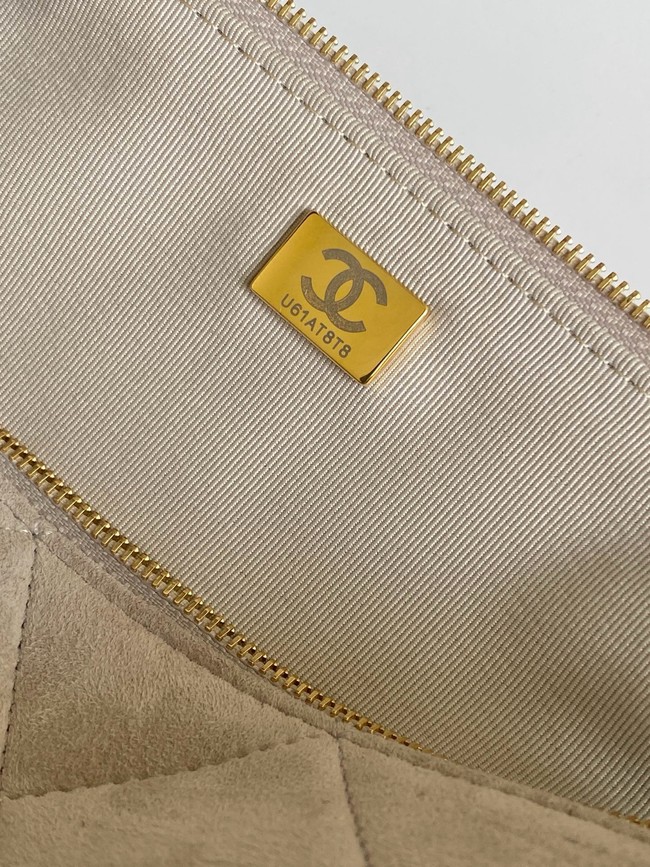 CHANEL Small Bowling Bag Suede AS5791 Beige