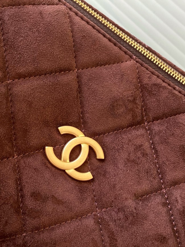 CHANEL Small Bowling Bag Suede AS5791 burgundy