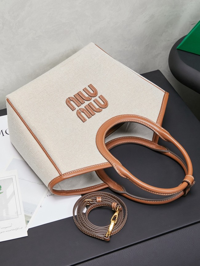 MIUMIU IN canvas&Leather Shoulder Bags 5GB288 Beige