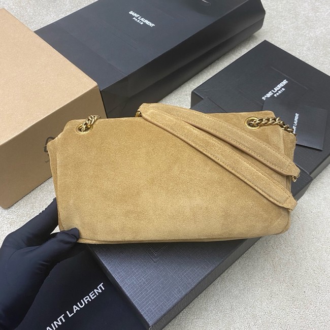 Saint Laurent CALYPSO small in plunged suede 734153 CARAMEL COGNAC