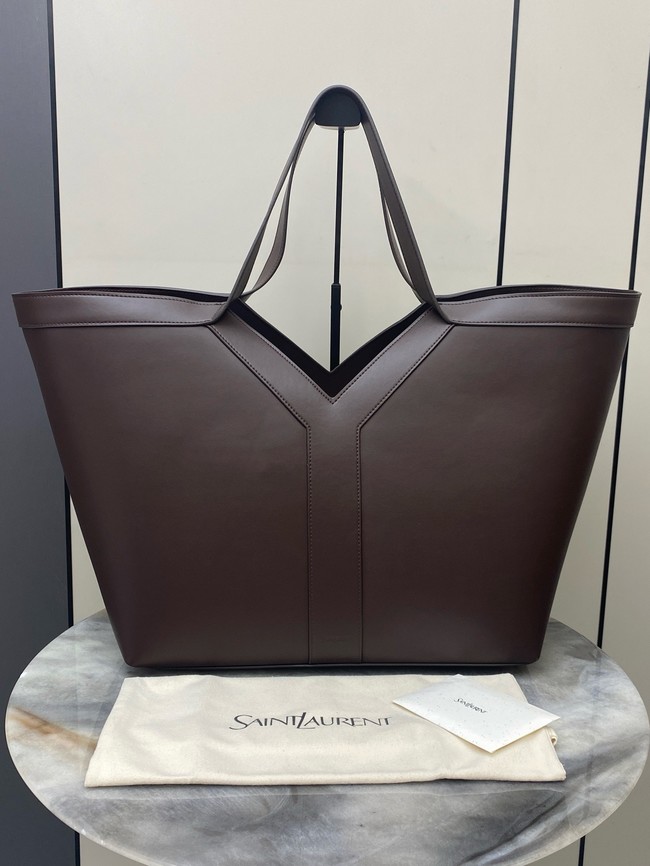 Saint Laurent Y TOTE IN LEATHER 817602 dark brown
