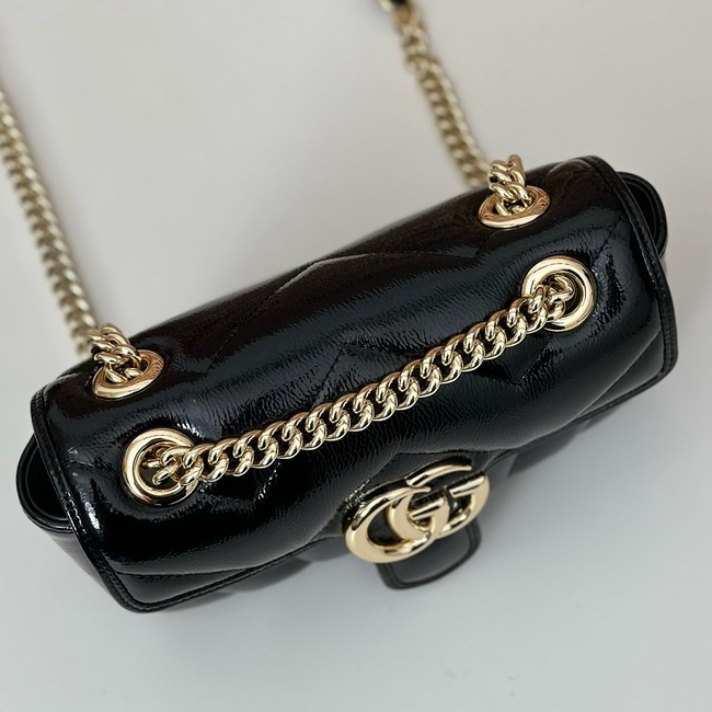Gucci GG Marmont small shoulder bag Patent leather 446744 black