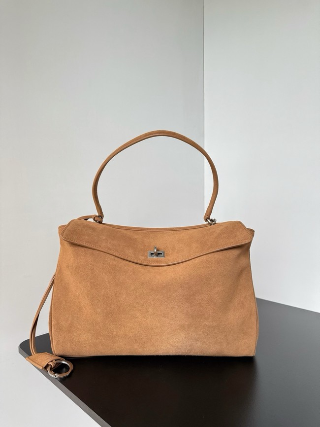 Balenciaga Rodeo Handbag Large suede calfskin 795458 tan