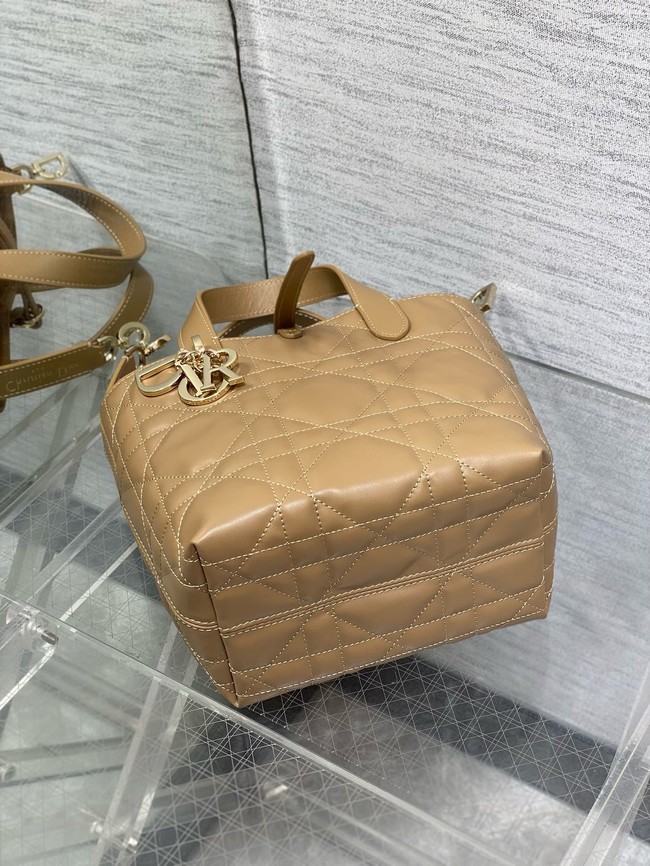 Dior Toujours Vertical Nano Tote Bag Macrocannage Calfskin S6100O Apricot