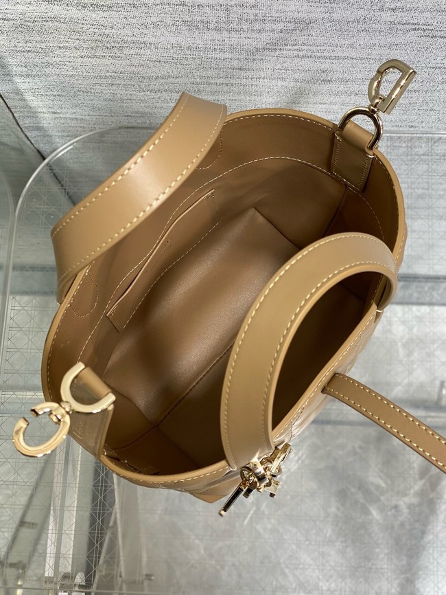 Dior Toujours Vertical Nano Tote Bag Macrocannage Calfskin S6100O Apricot