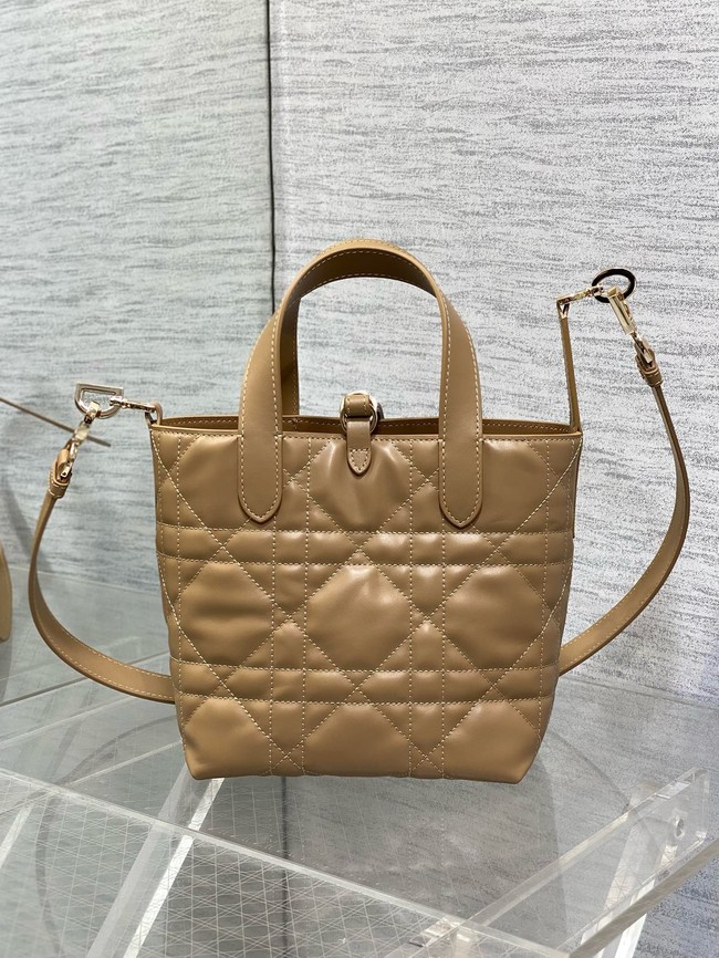 Dior Toujours Vertical Nano Tote Bag Macrocannage Calfskin S6100O Apricot