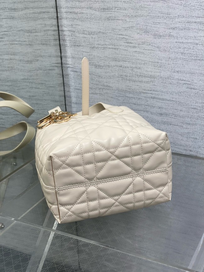 Dior Toujours Vertical Nano Tote Bag Macrocannage Calfskin S6100O Cream
