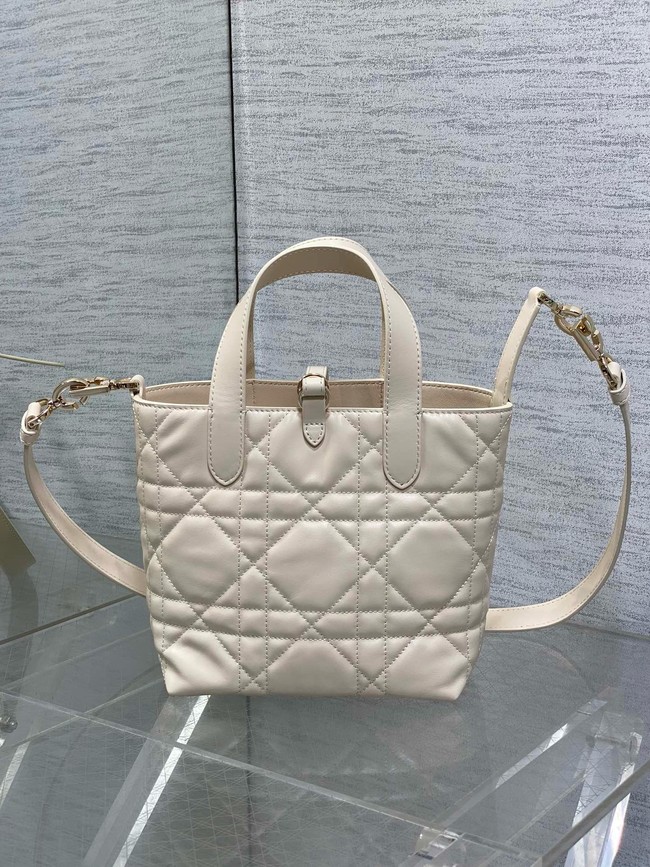 Dior Toujours Vertical Nano Tote Bag Macrocannage Calfskin S6100O Cream