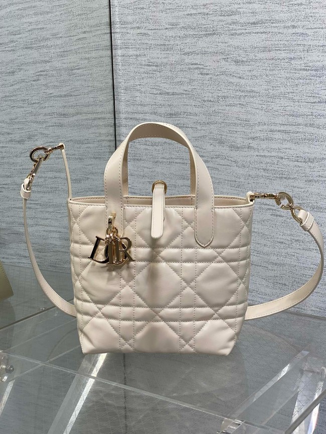 Dior Toujours Vertical Nano Tote Bag Macrocannage Calfskin S6100O Cream