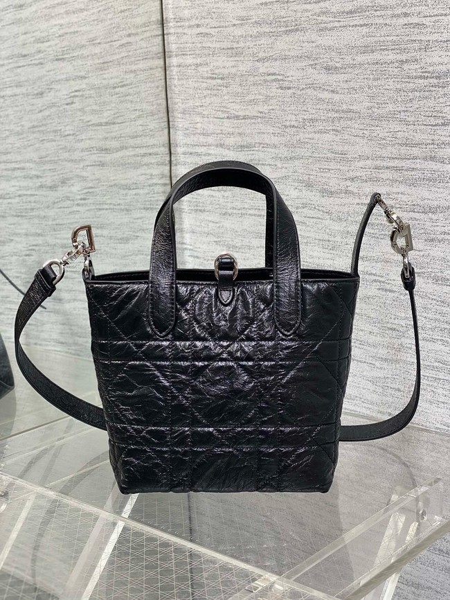 Dior Toujours Vertical Nano Tote Bag Macrocannage Calfskin S6100O black & Silver