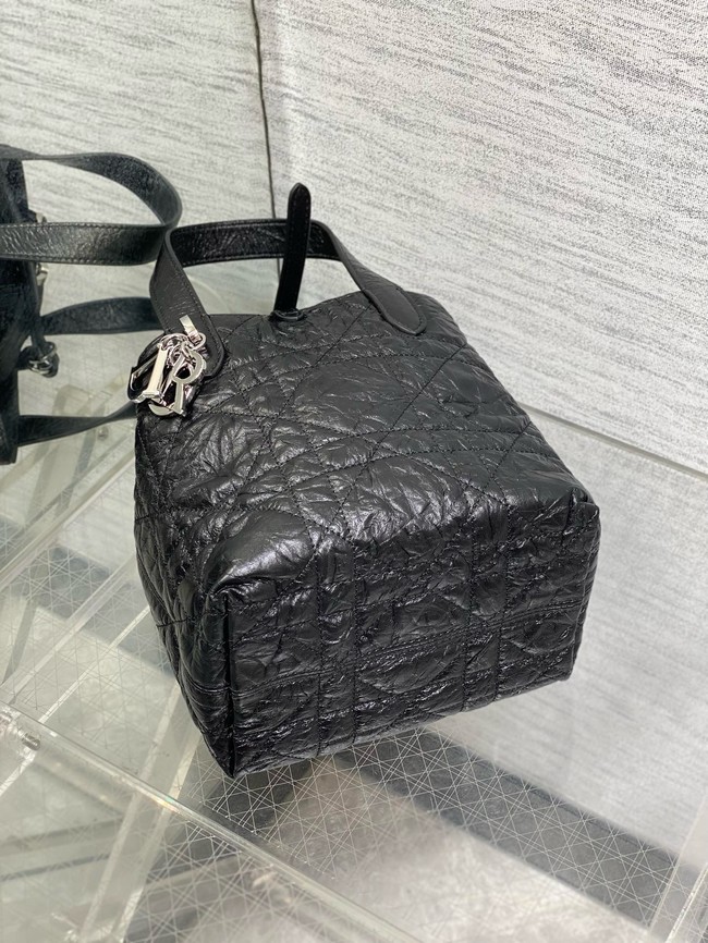 Dior Toujours Vertical Nano Tote Bag Macrocannage Calfskin S6100O black & Silver