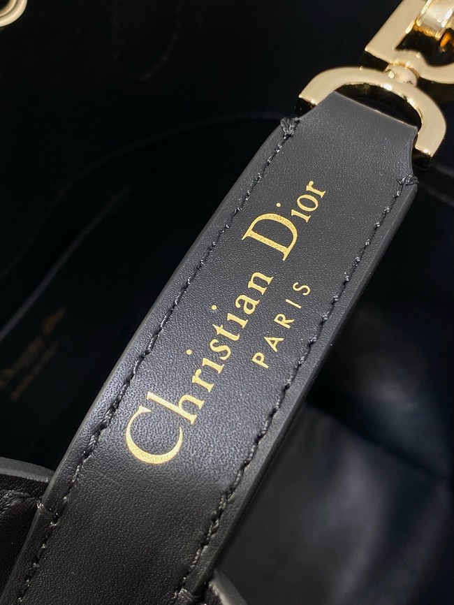 Dior Toujours Vertical Nano Tote Bag Macrocannage Calfskin S6100O black &gold