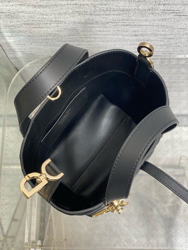 Dior Toujours Vertical Nano Tote Bag Macrocannage Calfskin S6100O black &gold