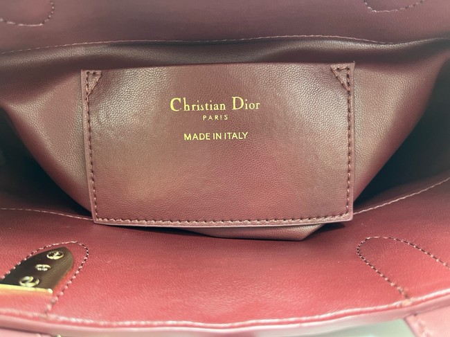 Dior Toujours Vertical Nano Tote Bag Macrocannage Calfskin S6100O burgundy