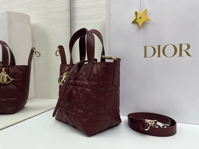 Dior Toujours Vertical Nano Tote Bag Macrocannage Calfskin S6100O burgundy