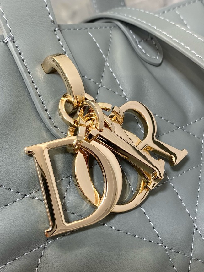 Dior Toujours Vertical Nano Tote Bag Macrocannage Calfskin S6100O gray