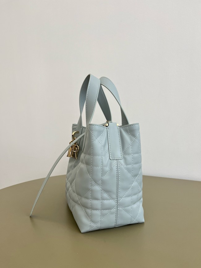 Dior Toujours Vertical Nano Tote Bag Macrocannage Calfskin S6100O light blue