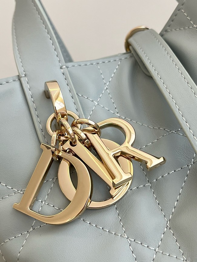 Dior Toujours Vertical Nano Tote Bag Macrocannage Calfskin S6100O light blue