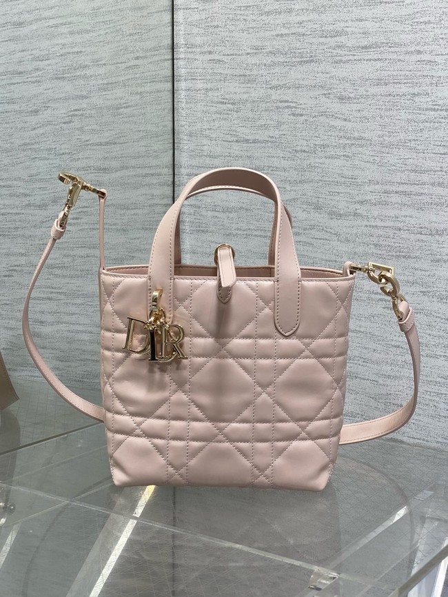 Dior Toujours Vertical Nano Tote Bag Macrocannage Calfskin S6100O pink