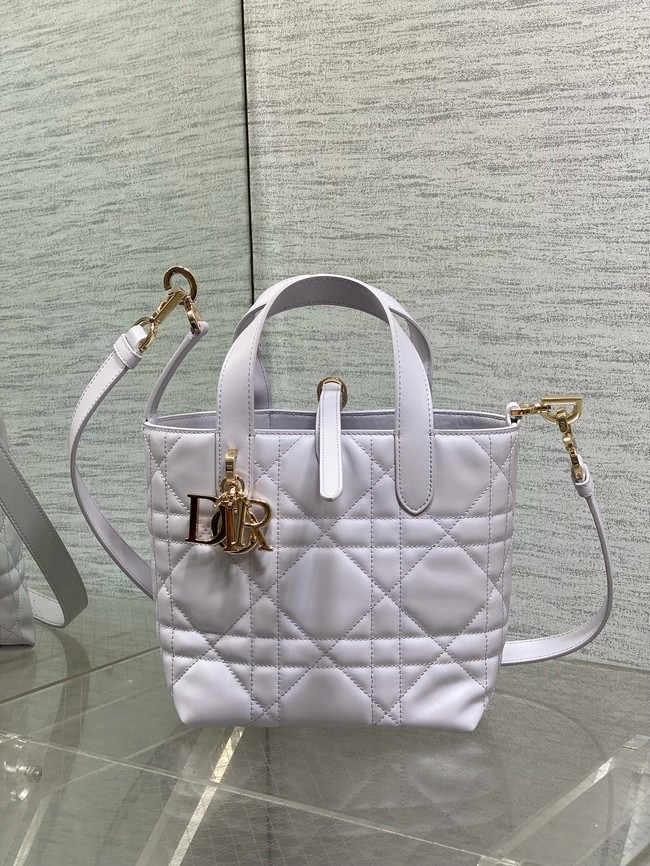 Dior Toujours Vertical Nano Tote Bag Macrocannage Calfskin S6100O purple