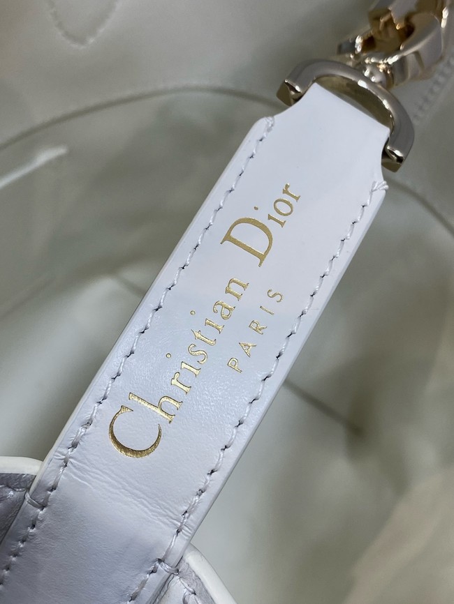 Dior Toujours Vertical Nano Tote Bag Macrocannage Calfskin S6100O white