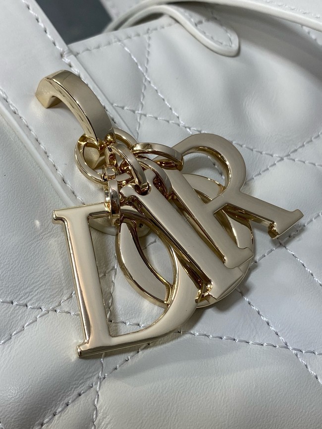 Dior Toujours Vertical Nano Tote Bag Macrocannage Calfskin S6100O white