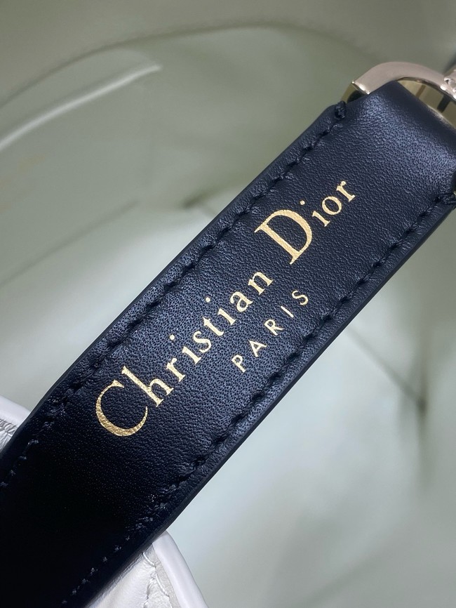 Dior Toujours Vertical Nano Tote Bag Macrocannage Calfskin S6100O white&black 