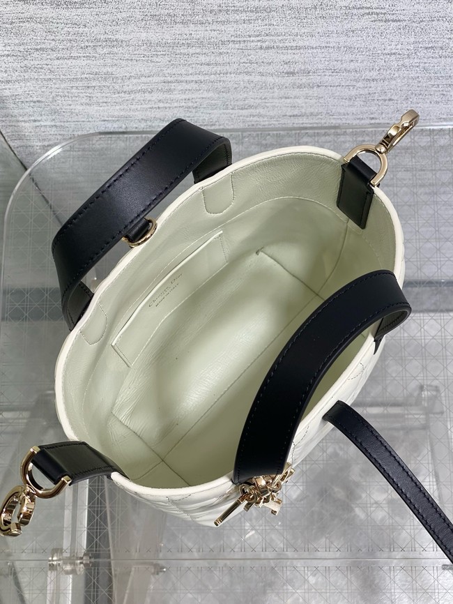 Dior Toujours Vertical Nano Tote Bag Macrocannage Calfskin S6100O white&black 