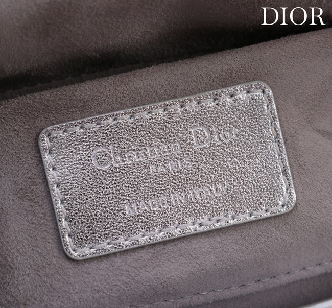 Dior Small Lady D-Joy Bag Silver-Tone Metallic Cannage Calfskin M0613