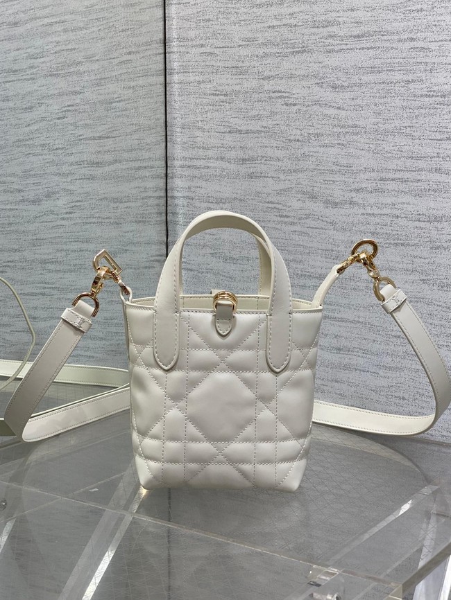Dior Toujours Vertical Nano Tote Bag Macrocannage Calfskin S6100 Latte