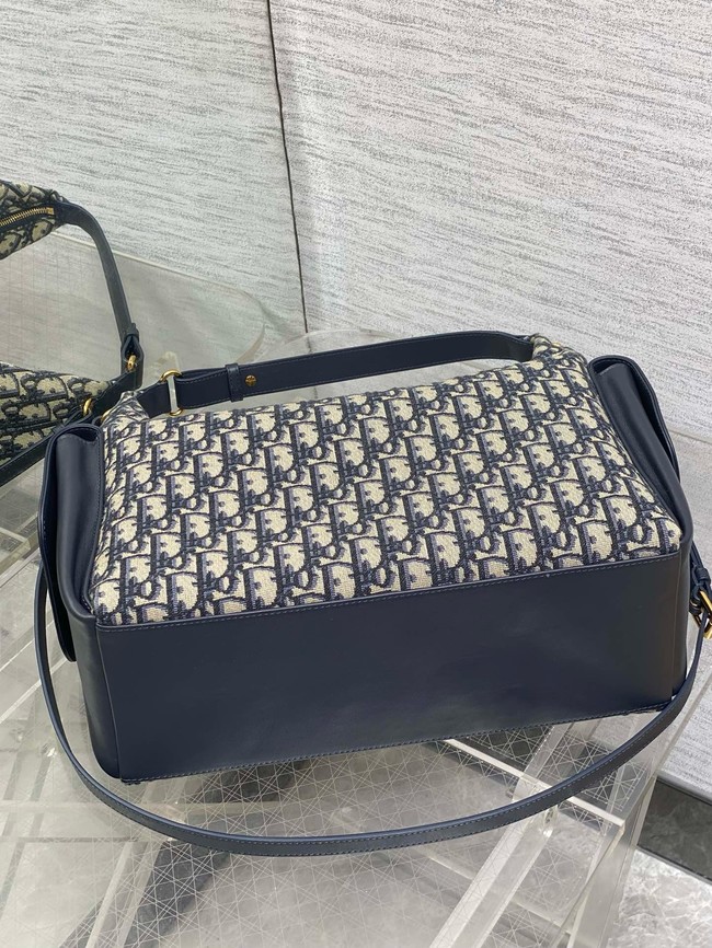 Large D-Dream Bag Blue Dior Oblique Jacquard and Smooth Calfskin M6322U