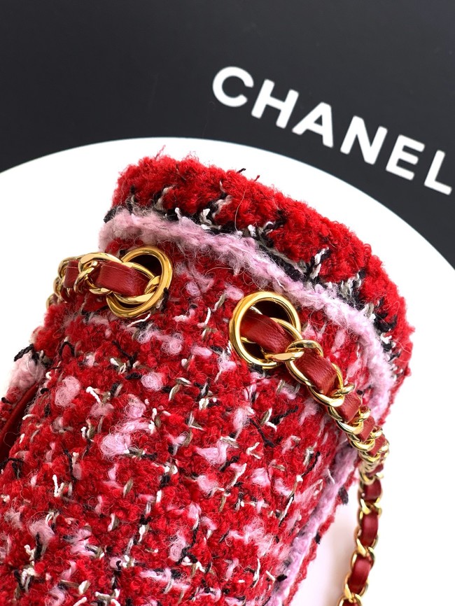 CHANEL Classic 11.12 Handbag A01112 Red Pink & Black