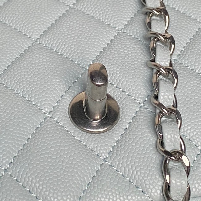 CHANEL Clutch With Chain AS2701 light blue&Silver Metal