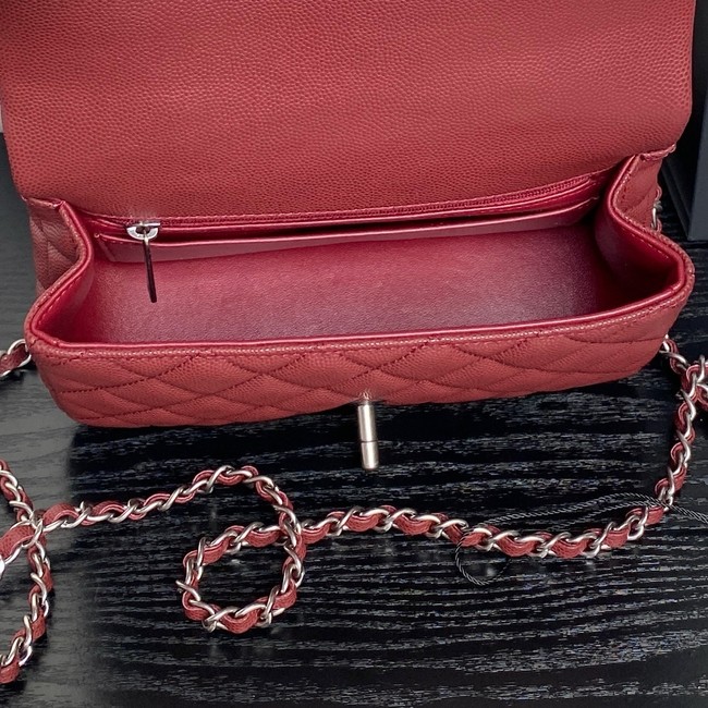 CHANEL Clutch With Chain AS2701 red&Silver Metal