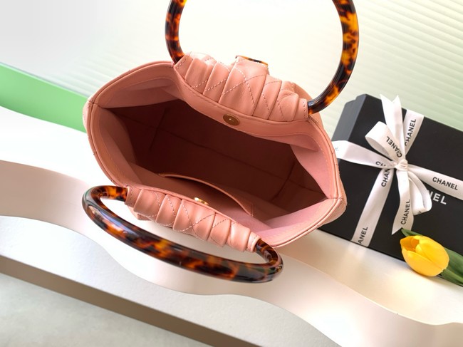 CHANEL Hobo Bag Lambskin AS6010 pink