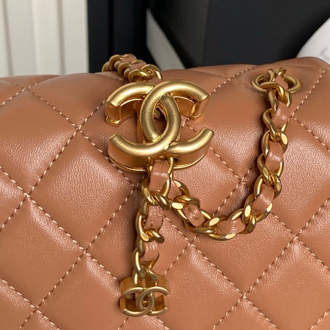 CHANEL Mini Flap Bag AS5758 Camel&gold Metal