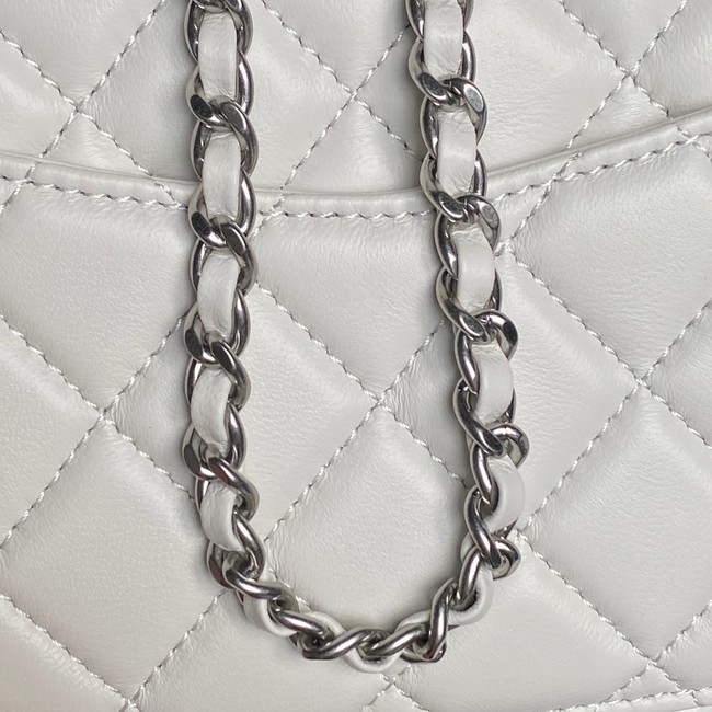 CHANEL Mini Flap Bag AS5758 white Silver Metal