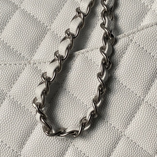 CHANEL Mini Flap Bag with Top Handle AS5702 white&Silver Metal