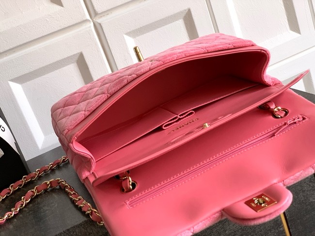 CHANEL Classic 11.12 Handbag velvet A01112 pink