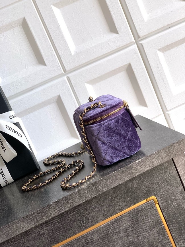 CHANEL velvet Small Vanity with Chain AP3941 Purple