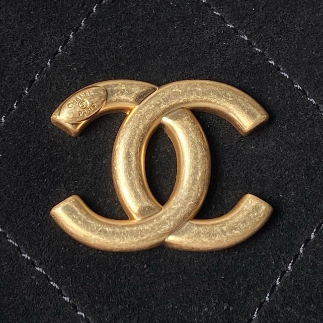 CHANEL Hobo Bag Suede Calfskin AS5970 black