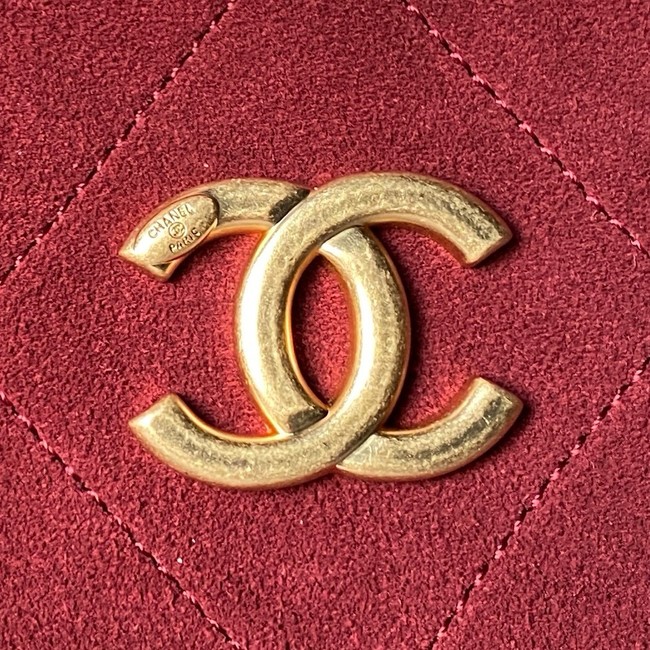 CHANEL Hobo Bag Suede Calfskin AS5970 burgundy