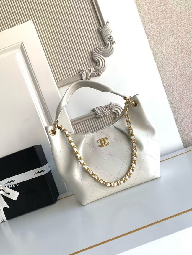 CHANEL Hobo Bag Calfskin AS5970 white
