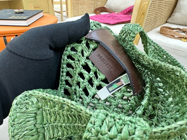 Chloe SUMMER straw and leather tote bag 0824P green